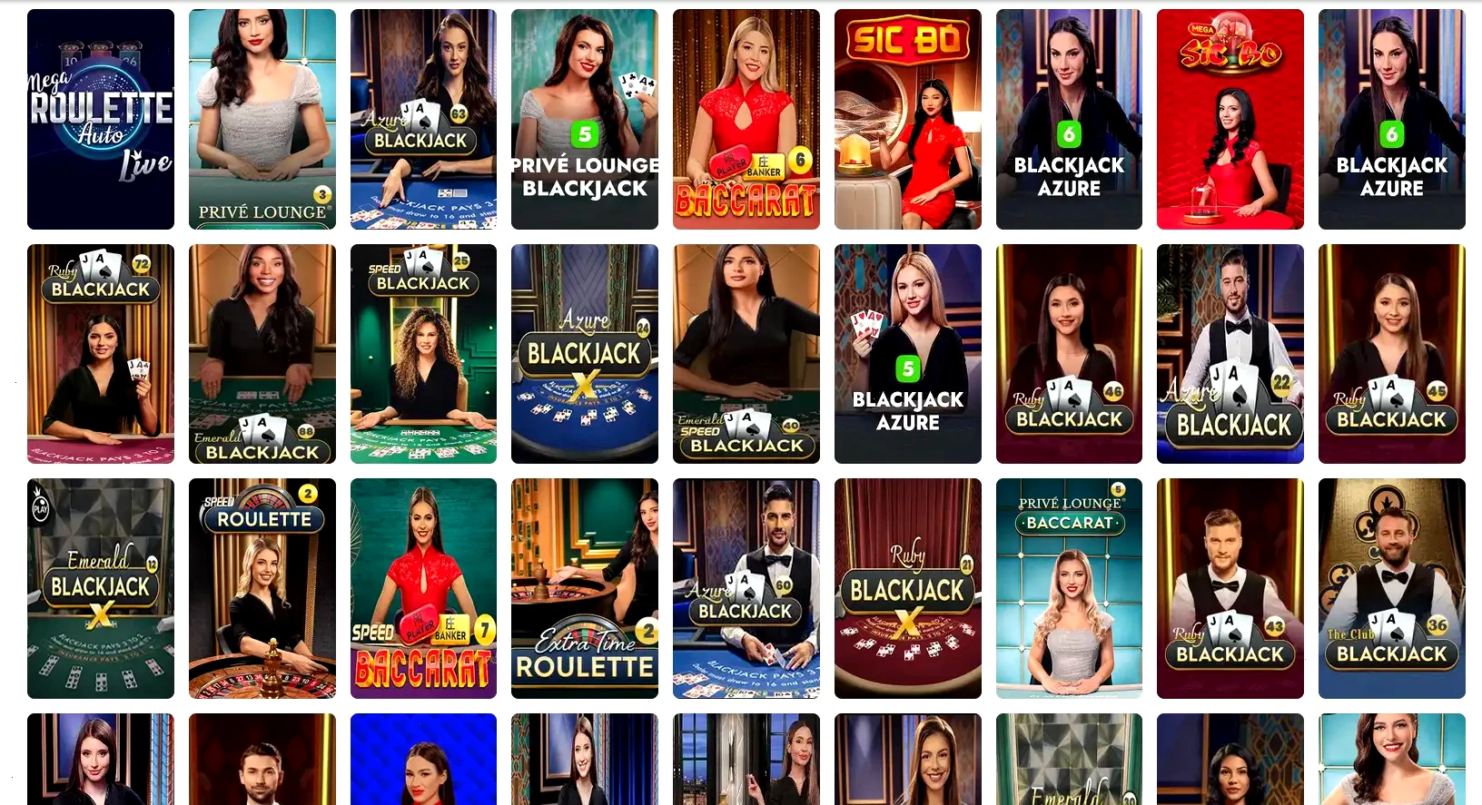 Interface du casino en ligne Instant